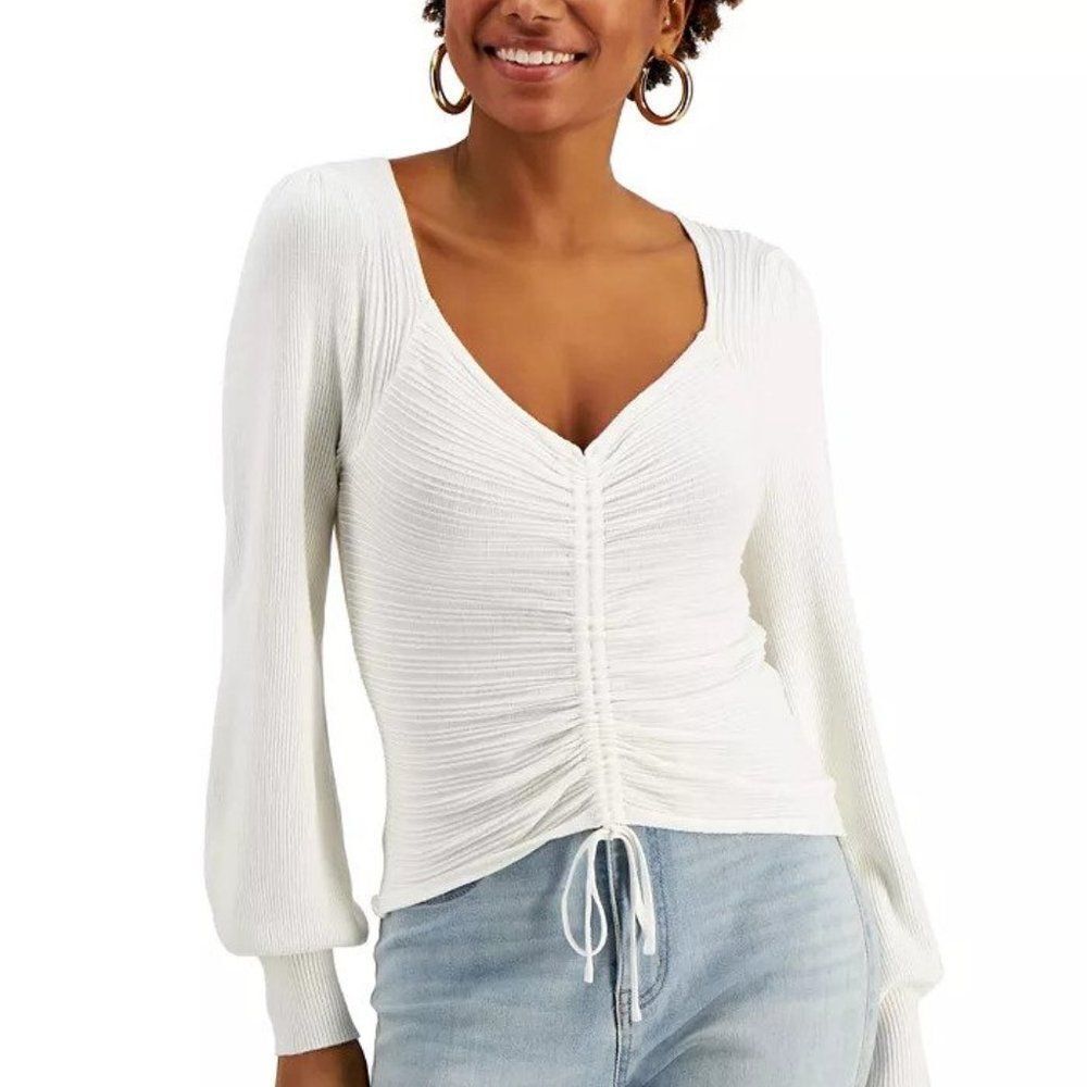 Hooked Up By IOT Juniors' Ruched-Front Sweater